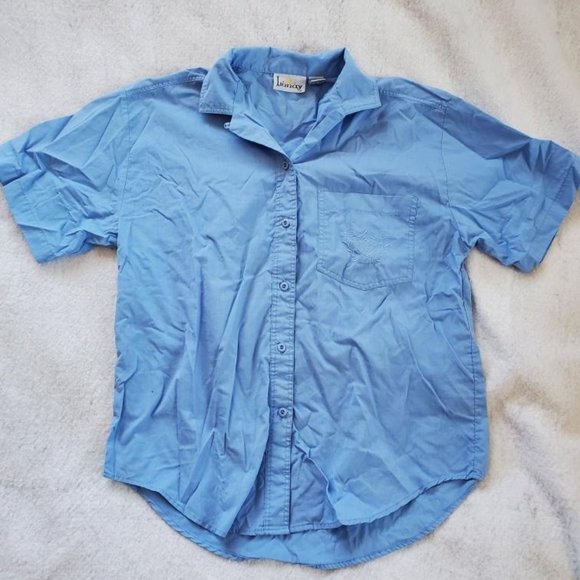 Vintage 1980's Linnay Button Down Short Sleeved Shirt, Sz 10 - Picture 1 of 1